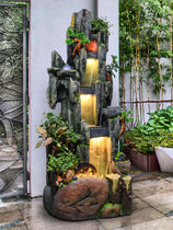 Large Fake Mountain Flowing Water Fountain Indoor Balcony Living Room With Chaeze Wind Water Wheels Floor Decoration Pendulum waterscape Landscape