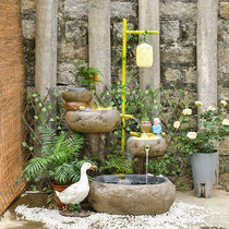 Balcony Fish Pool Fountain Flowing Water Swing Piece Living-room Indoor Landscape Building View Outdoor Patio Garden arrangement on floor to make a fortune