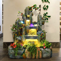 Large Fake Mountain Flowing Water Fountain Pendulum Piece Living Room Indoor Atomization Plus Wet Balcony Landing Fish Pool Building View Feng Shui Hospitality