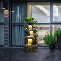 Large Fake Mountain Flowing Water Fountain Floor Wind Waterwheel Fish Pond Open New Residence Decoration Pendulum hotel Living room Indoor