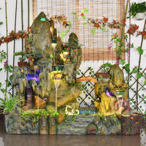 Large Villa Fake Mountain Flowing Water Fountain Pendulum Pieces Big Fish Pond Fish Tank Wind Water Wheel Strokes garden patio floor water view