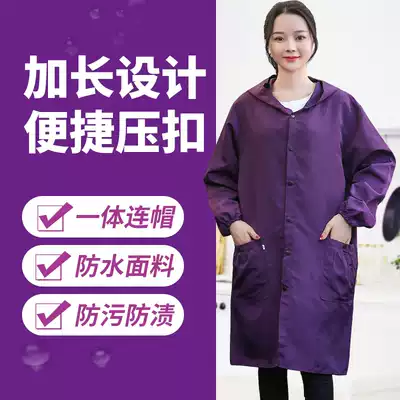 Longer version of the gown waterproof oil ladies fashion overalls home kitchen jacket apron long sleeve clothing