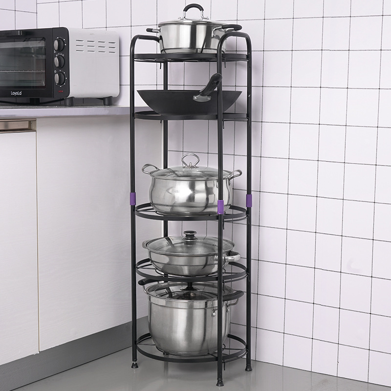Multifunctional kitchen corner pot rack rack floor-to-ceiling multi-layer storage pot rack household crevices put frying pan rack