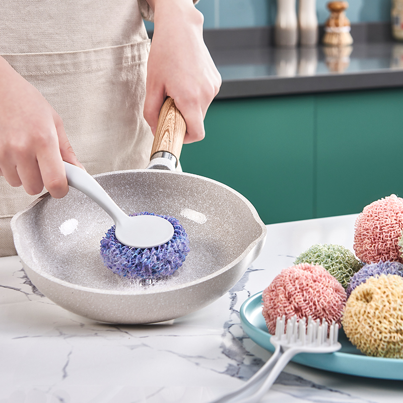 Nanofiber cleaning ball does not hurt the pot and does not drop the ribbon handle household kitchen utensils for washing dishes and pots