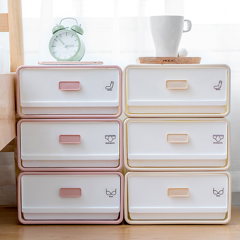 Underwear storage box home drawer type underwear underwear socks three-in-one finishing box plastic grid dormitory artifact