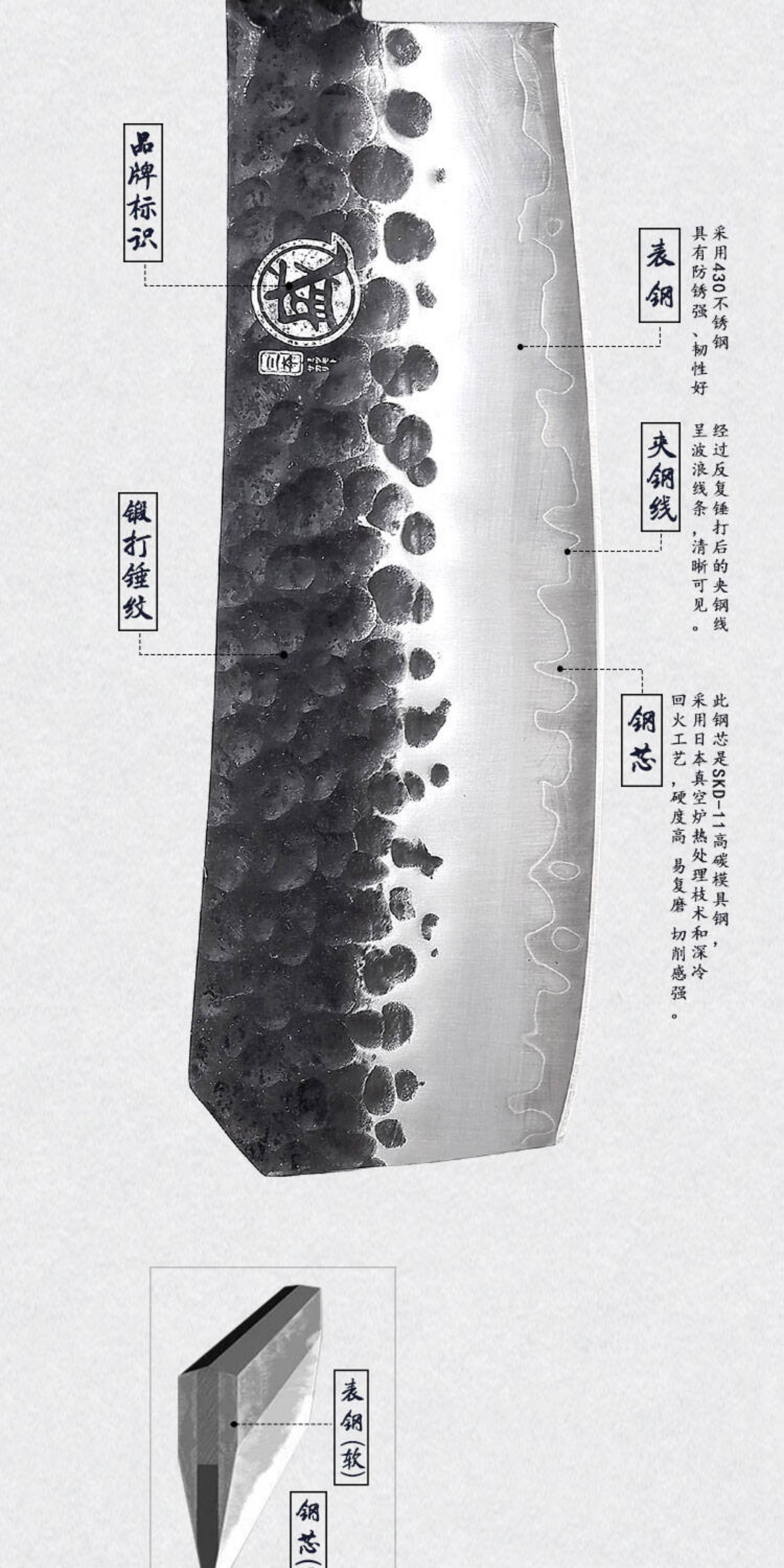 安享好物 安享C级砍骨刀-三本盛匠者 锻打砍骨刀  