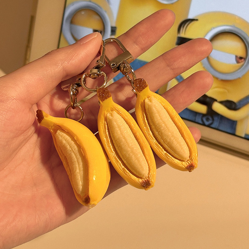 No Green Burn Marks Allowed! Creative Handmade Banana Boat Pendant Keychain Accessory for Students and Office Workers, Bag Decoration