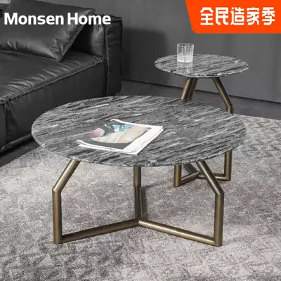 MonsenHome Mu Sheng marble metal coffee table combination light luxury round modern simple wrought iron side a few corners