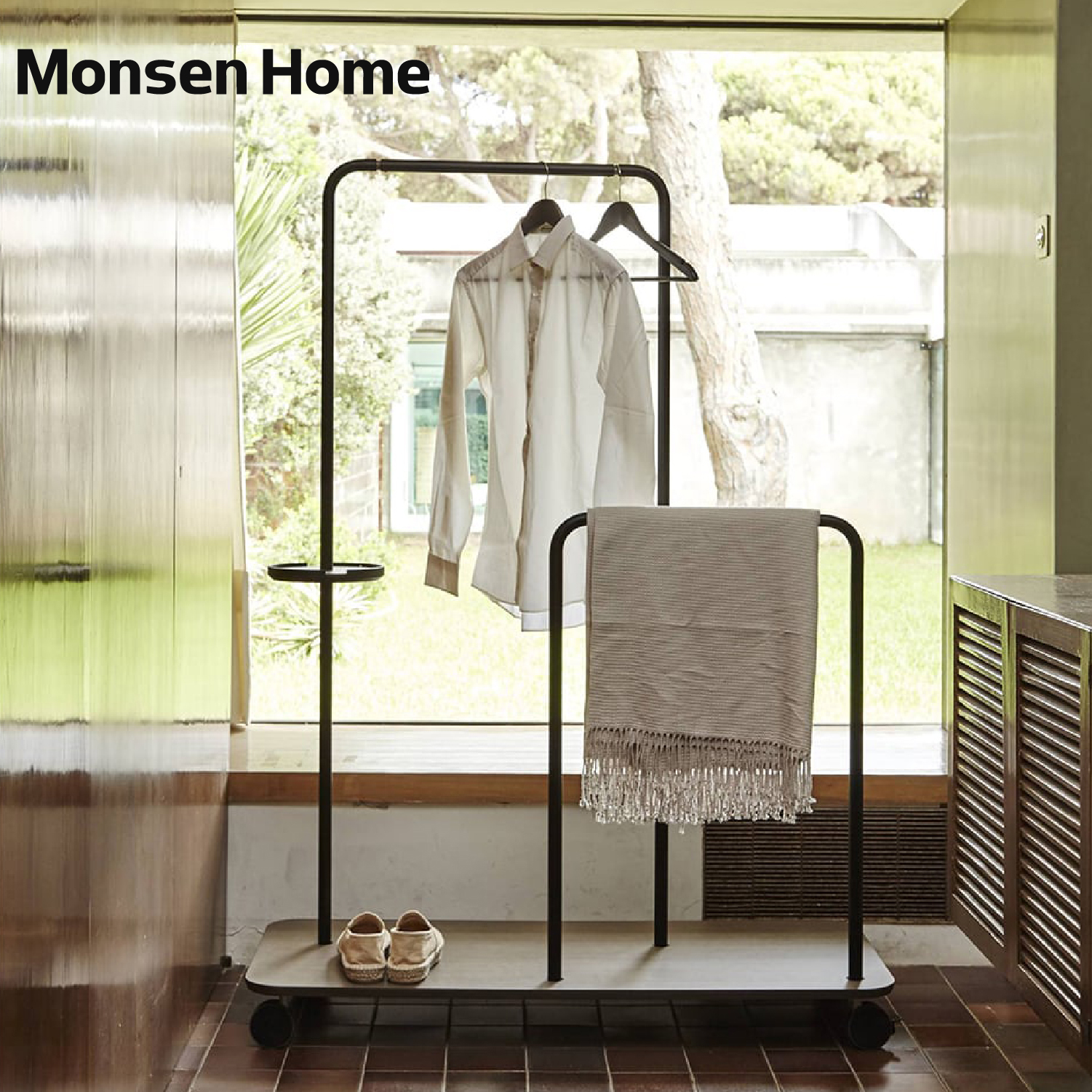 MonsenHome trolley floor coat rack black ins wind bedroom living room net red minimalist storage removable