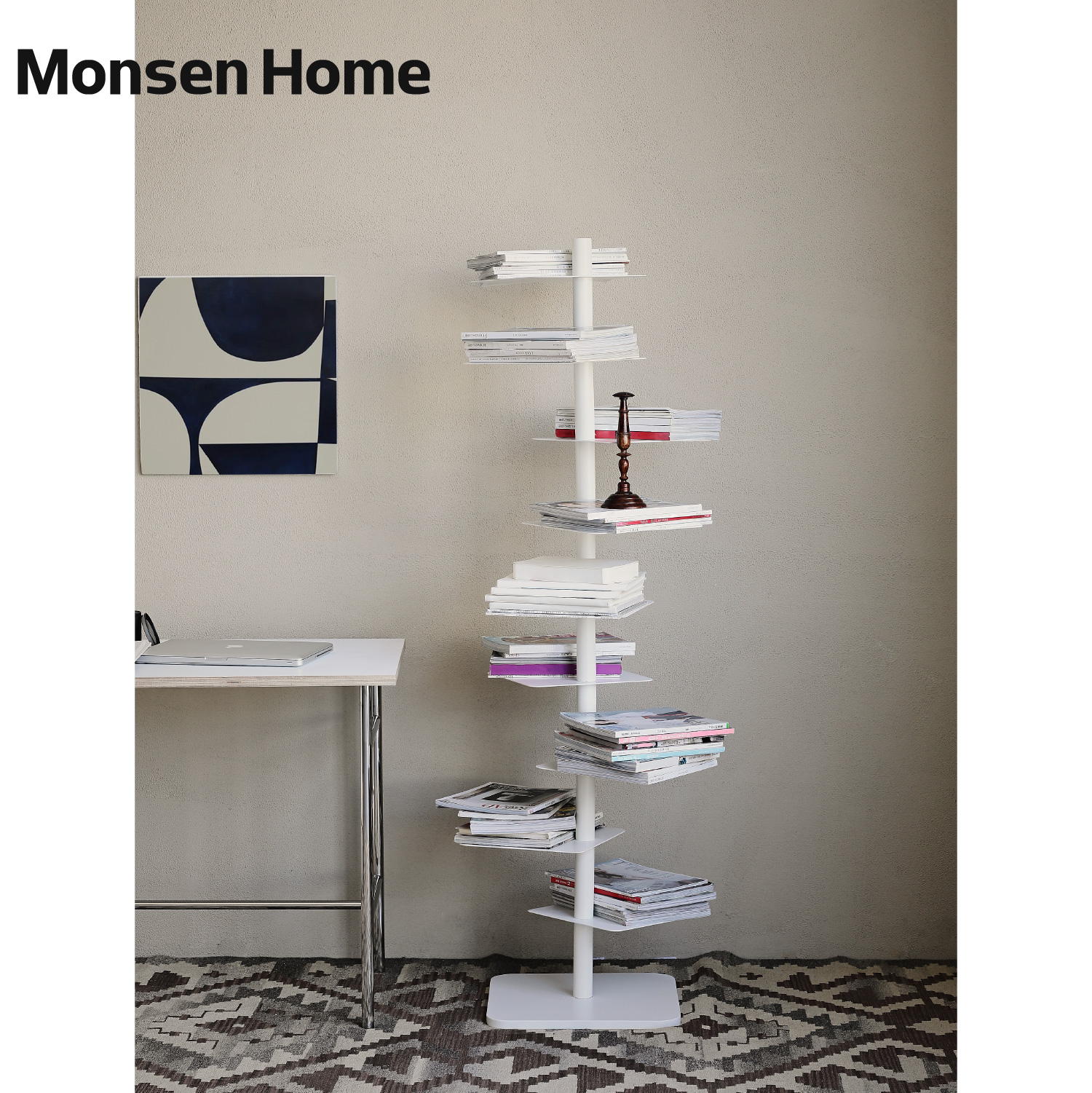 MonsenHome metal home display rack bookshelf rack creative rotatable modern minimalist small apartment