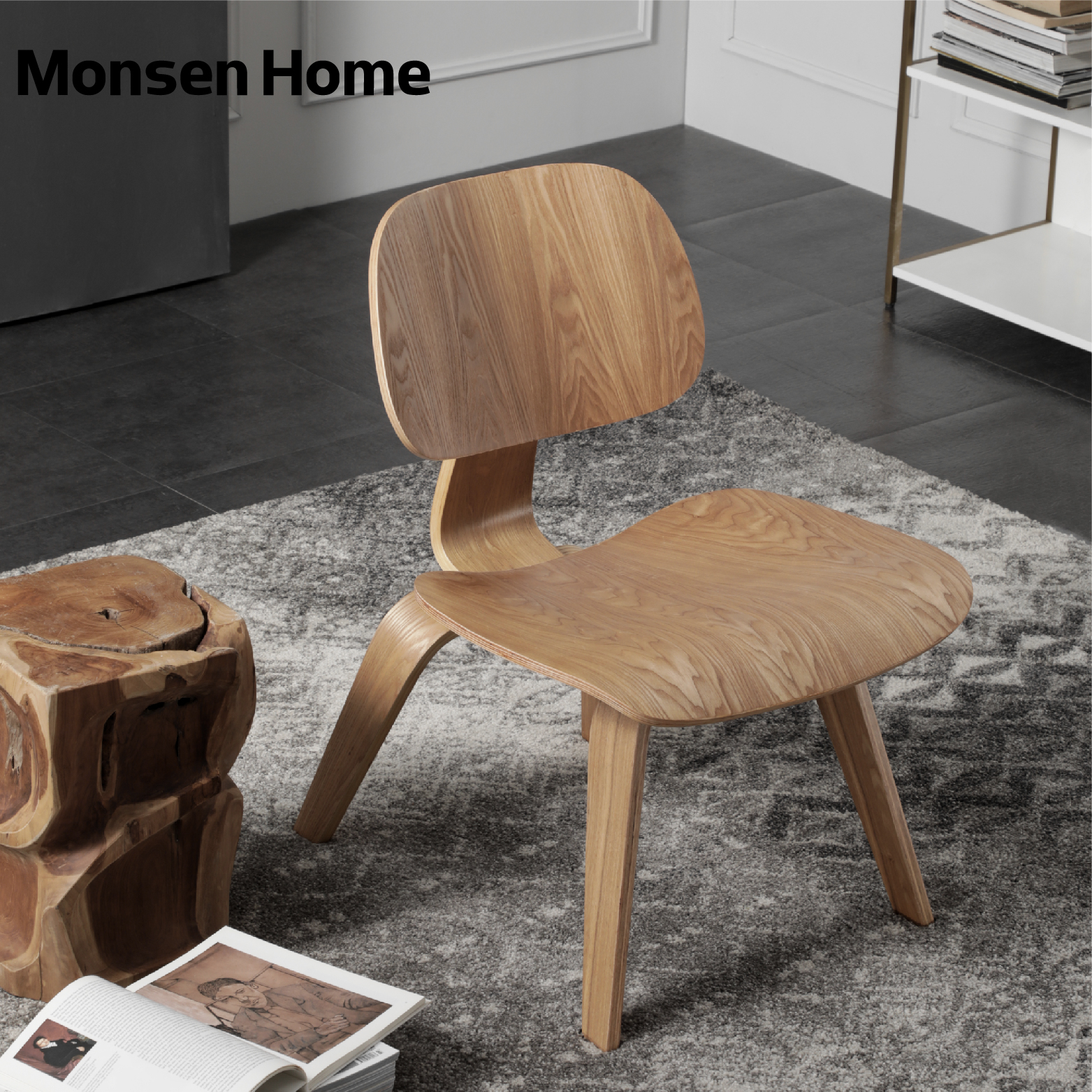 Body Ims Puppy Chair Short Chair Children Solid Wood Casual Bending Board Chair Brief Modern Creative Burger King Chair