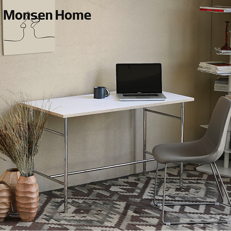 MonsenHome Desk Desk Minimal Desk Stainless Steel Desk Metal Desk Modern Creative Computer Desk