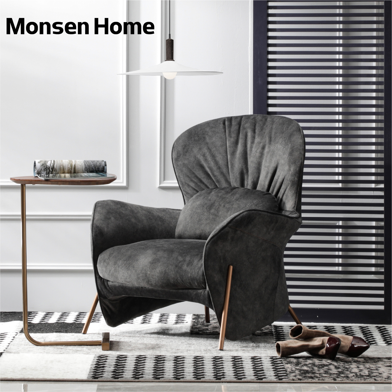 MonsenHome light luxury single sofa casual lazy chair simple modern Nordic Italian living room bedroom sun