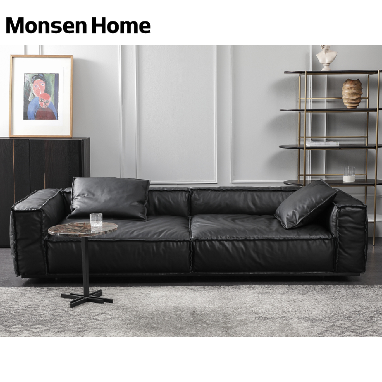 MonsenHome imports Napa leather down sofa Italian design modern simple light luxury three people