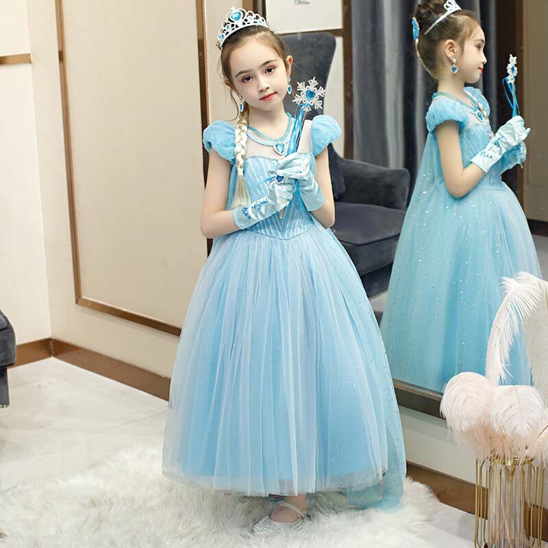 Ice and Snow Edge Love Tha Princess Dresses 2022 New Spring Summer Dress Girl Foreign Dress 61 Children's Festival Clothing Dress