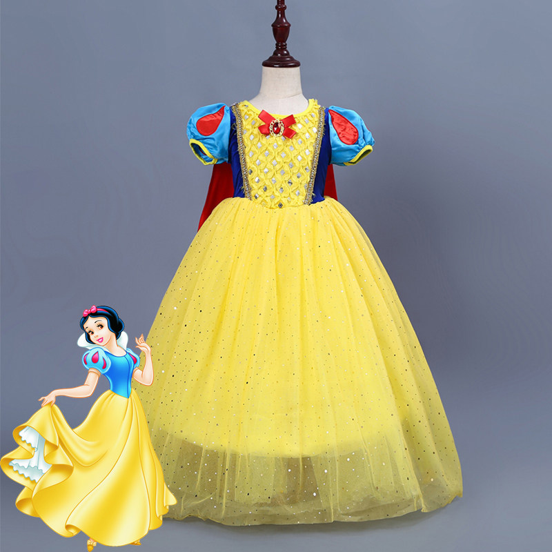 61 Children Show Clothing Girl Birthday Princess Dress Cosplay Genuine Fairy Tale White Snow Princess Gown