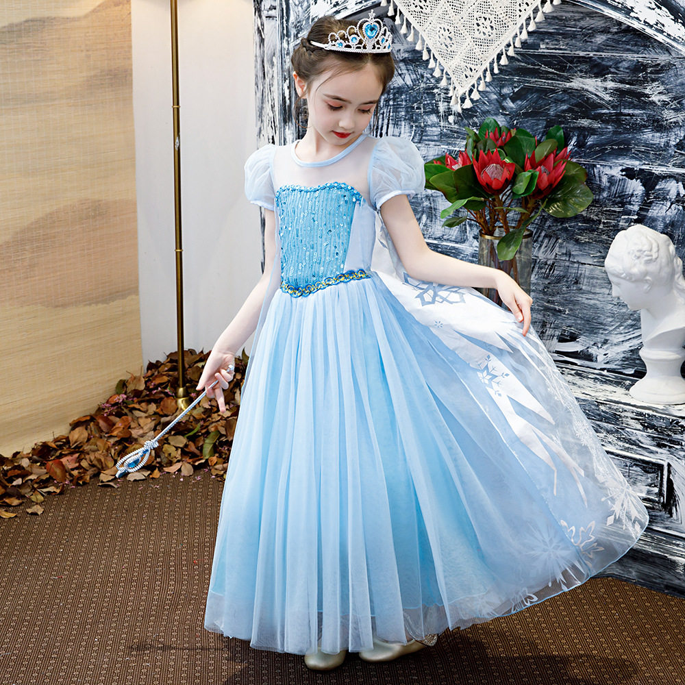 Ice Chic Edge 2 Princess Dress Girl Foreign Dress Children Love Sa Esha Love Sand Genuine Girl Elsa Long Skirt