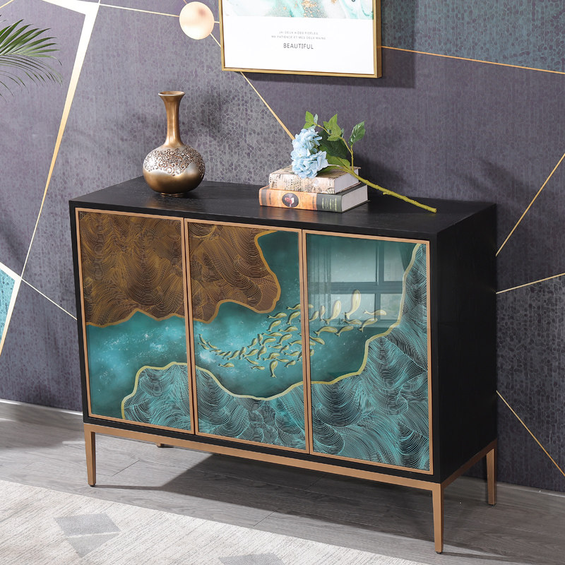 New Chinese Xuan Guan Cabinet Modern Light Lavish Dining Cabinet Minimalist Door Living Room Decorated Glass Cabinet Home Storage Shoes Cabinet