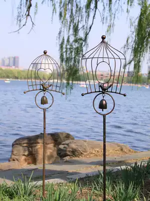Bird wind chimes Welcome to wrought iron plug-in Pastoral garden villa decoration American creative outdoor courtyard landscaping