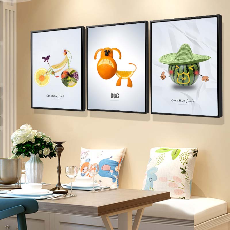 Nordic dining room decoration painting modern minimalist dining room single hanging painting cartoon fruit painting kitchen table wall mural