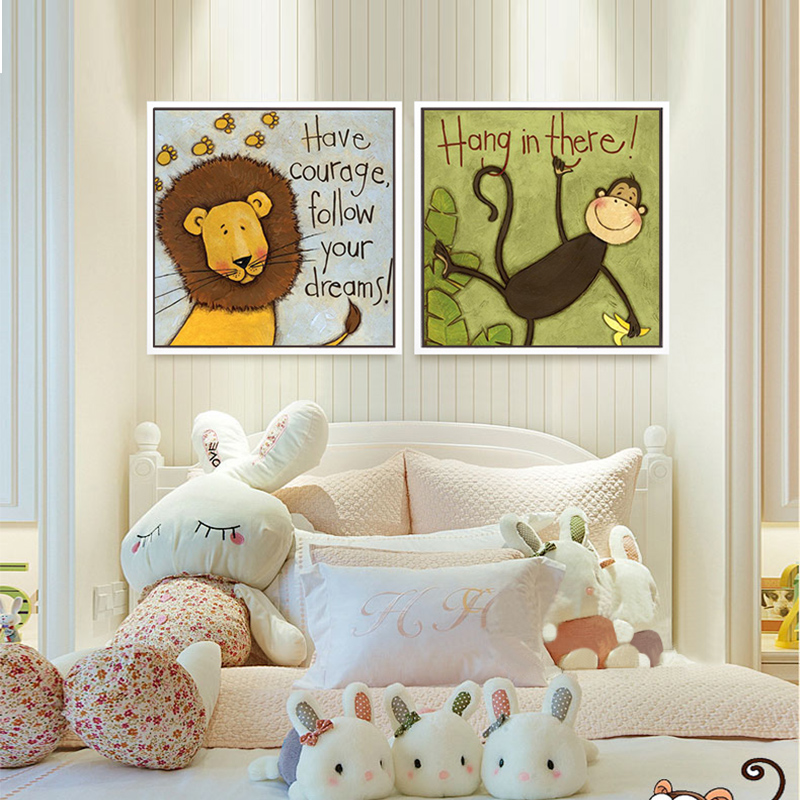 Children's room decoration painting boy girl room hanging painting cartoon animal bedroom bedside painting wall decoration mural