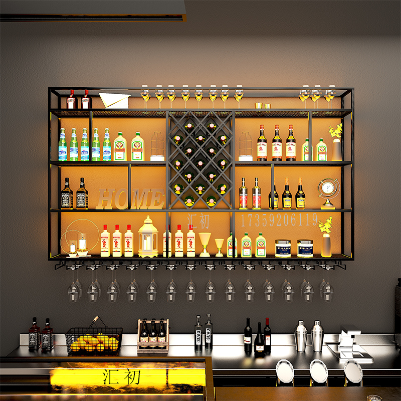 Bar bar simple wine cabinet wall-mounted rack creative wall display wine display rack wine glass hanger