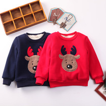 Childrens winter style thickened sweatshirt 2022 new Halloween cartoon bull head boy garnter outwear a lamb velvet blouse