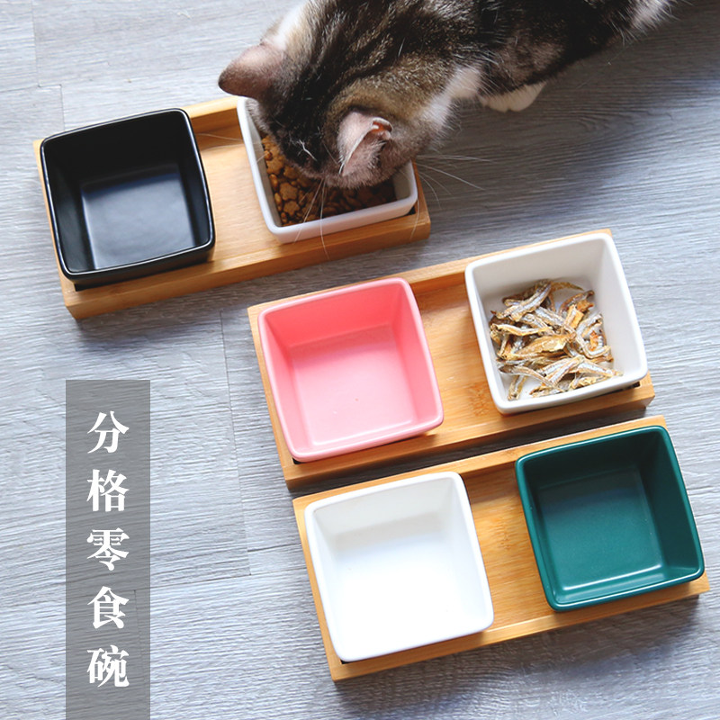 Cat bowls snacks bowl anti-overturning cat water bowl ceramic double bowl young cat food basin kitty rice bowl Pet Bowl Kittens