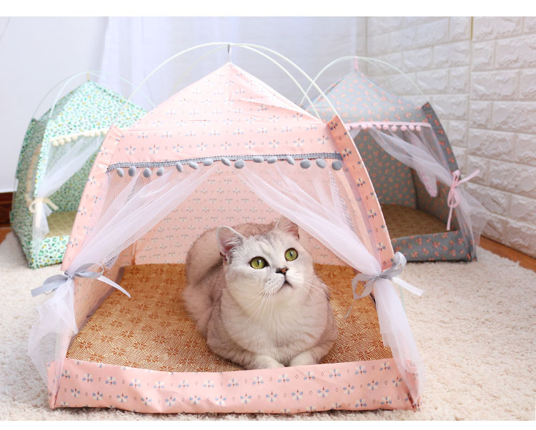 Gửi mat công chúa kennel Teddy đóng cửa phòng mèo thoáng khí có thể giặt chó giường mùa hè mát mẻ tổ mèo nhà mèo - Cat / Dog hàng ngày Neccessities Dụng cụ uống nước cho chó