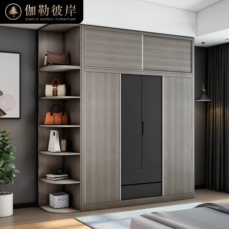 Minima Nordic modern economy Type 4 doors Combined sliding door Multi-functional overall Ramen wardrobe closet A16