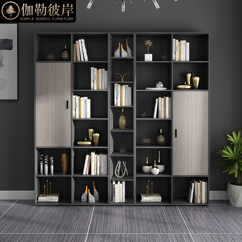 Modern minimalist bookcase combination study furniture Nordic minimalist modern storage cabinet living room wine cabinet C08