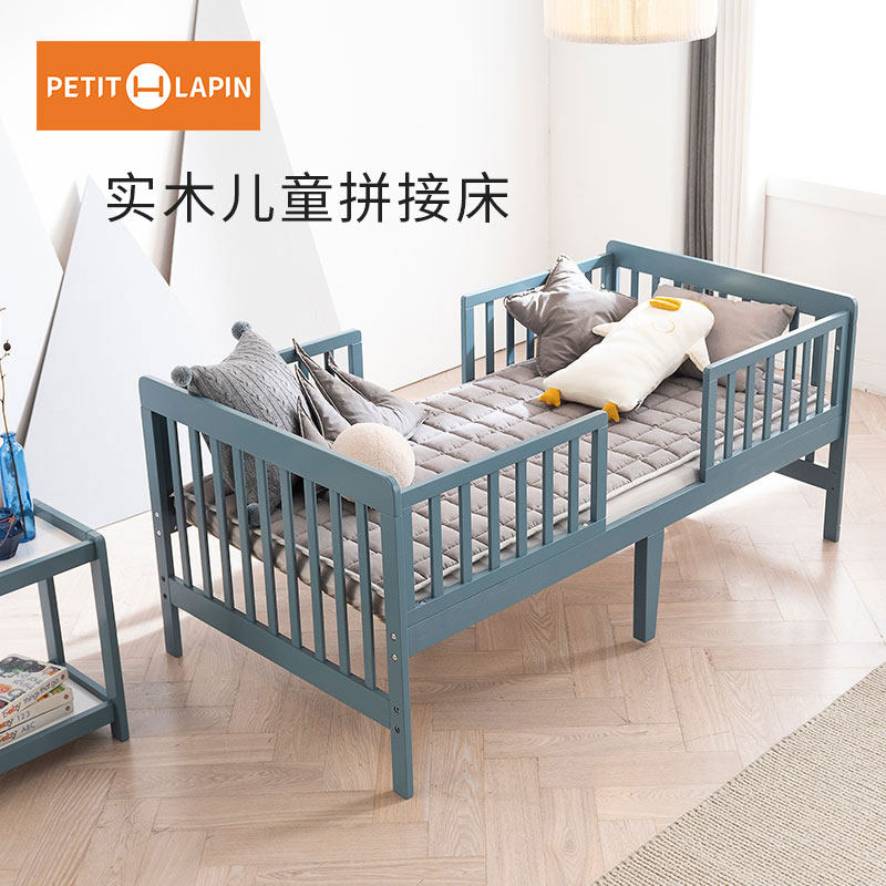South Korea Solid Wood Crib Cribs Splicing Bed Wiped Bed with Fence Newborn Baby Bed