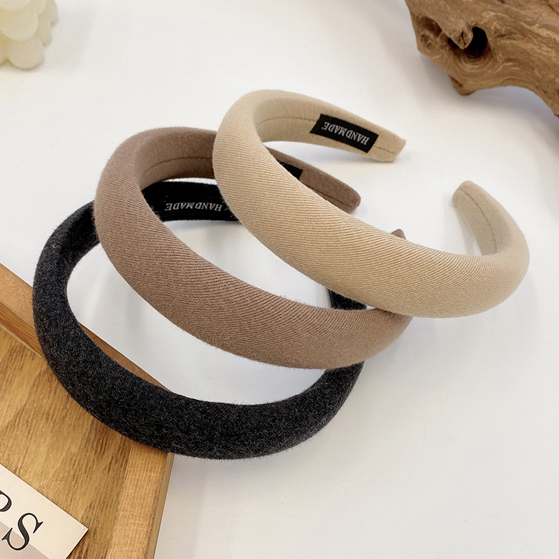 images 44:Milk-colored sponge high-cranial top hair hoop female wash face hoop retro French high-fashioned hair bundle hairpin chuckle headdress autumn winter