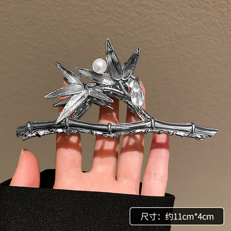 images 1:Silver large-scale grip clip senior hair clip female head spoon shark clip headdress red new card in 2023