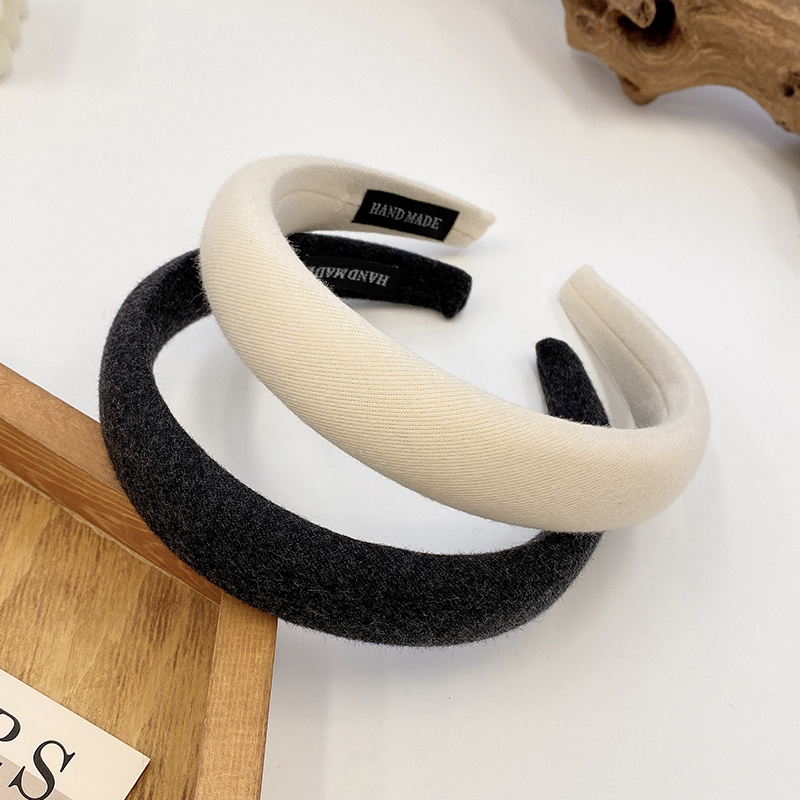 images 26:Milk-colored sponge high-cranial top hair hoop female wash face hoop retro French high-fashioned hair bundle hairpin chuckle headdress autumn winter