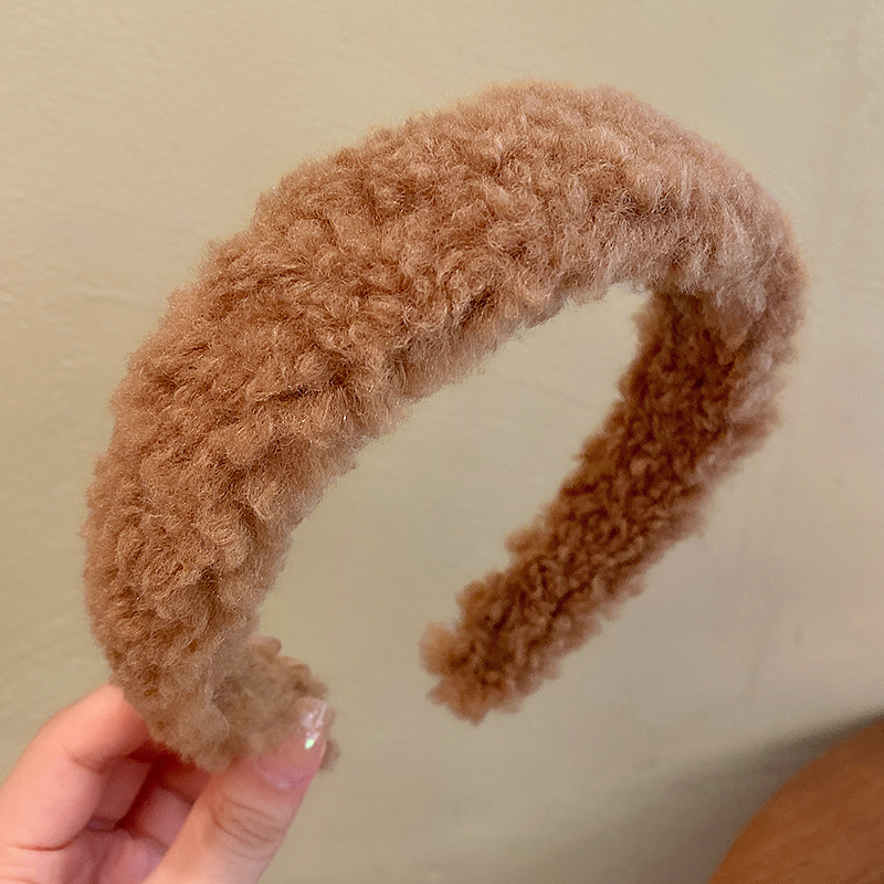 images 5:Lamb hair high cranial hair hoop female insin rome shampoo face hoop autumn winter red hair cube hair cube hair band headdress