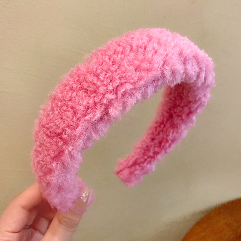 images 1:Lamb hair high cranial hair hoop female insin rome shampoo face hoop autumn winter red hair cube hair cube hair band headdress