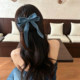 Denim long webbing moon twist clip Summer sweet and cool western denim bow ribbon streamer moon dense tooth twist clip