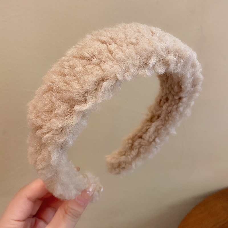 images 3:Lamb hair high cranial hair hoop female insin rome shampoo face hoop autumn winter red hair cube hair cube hair band headdress