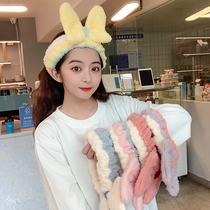 Plush big bow wash face hair strap Korean mask headband tie headband cute hairpin female headgear