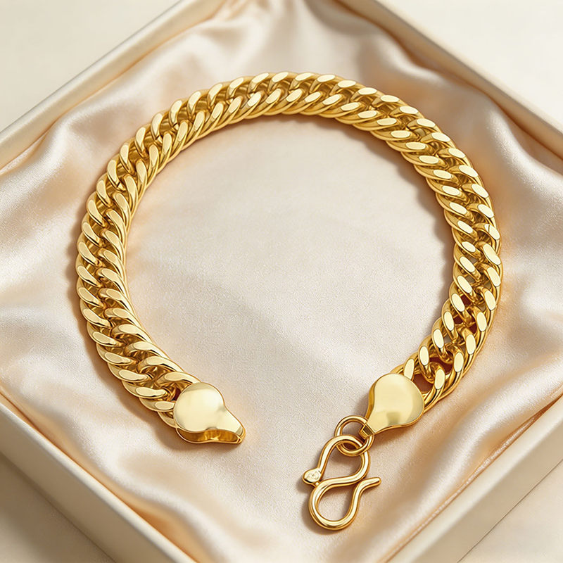 Golden Horsewhip Bracelet for Men and Women, Couple Style, Tank Horsewhip Chain, Trendy Jewelry, Boss Chain Bracelet, Gift for Husband