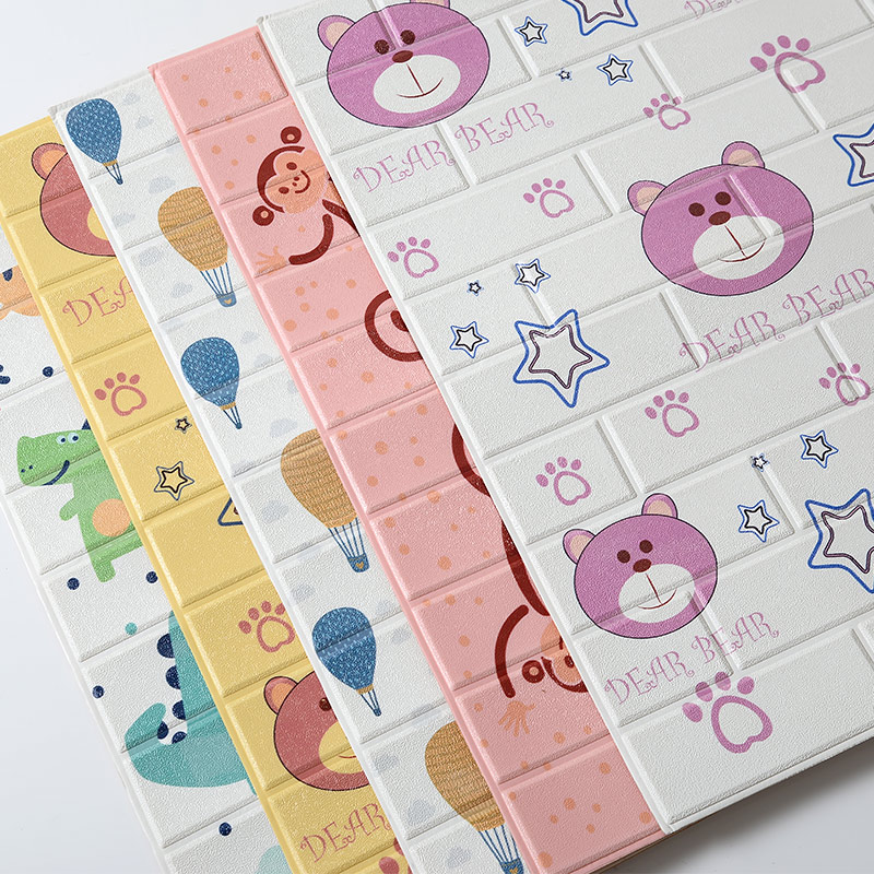 Self - adhesive 3D stereo wall sticker cartoon children's wall paper waterproof soft bag dorm sticker kindergarten collision wall skirt sticker sticker