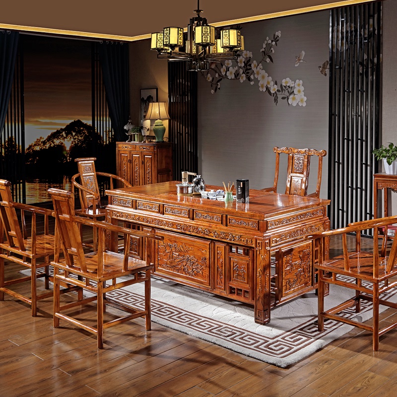 Solid Wood Tea Table Set for Home Use, Small Tea Table with Kung Fu Tea Set, Integrated Office Coffee Table Solid Wood Tea Table Set for Home Use, Small Tea Table with Kung Fu Tea Set, Integrated Office Coffee Table
