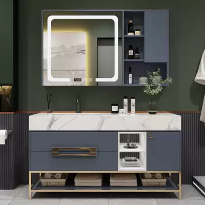 Bathroom cabinet combination wash hand wash basin cabinet rock board modern simple light luxury dressing room pool floor-standing wash table