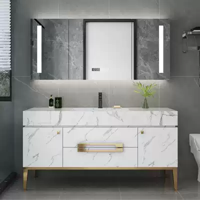 Bathroom cabinet wash hand wash basin cabinet combination dressing room modern simple wash table pool light luxury Rock board bathroom set