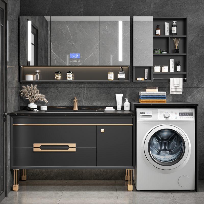 Bathroom cabinet combination washbasin cabinet rock slab modern minimalist light luxury bathroom sink floor-standing washstand