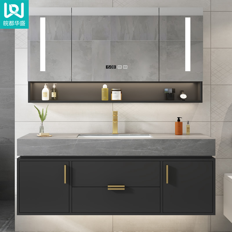 Modern and simple hand wash basin cabinet Marble powder room sink Rock plate bathroom cabinet One-piece basin combination