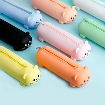 Cute creative silicone pencil case 2021 new primary school childrens pen bag large capacity simple pencil case