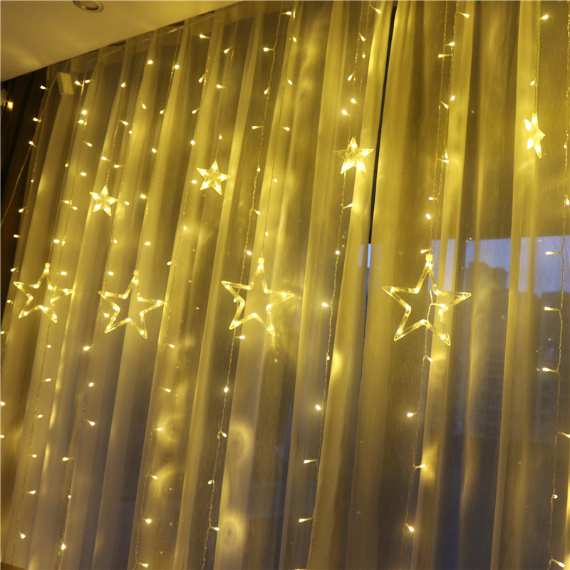 Christmas Day New Year Led Web Red Star Curtains Light Flashing Lights FULL STAR ROOM BEDROOM ARRANGEMENT DECORATIONS