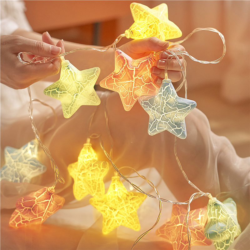Christmas decorations Festoon Lights lights Stars Stars Stars Lights room Bedroom Scene arrangement Stars light full of stars 